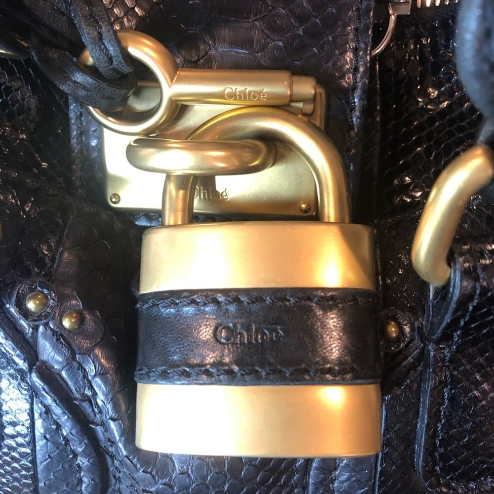 CHLOE PADDINGTON Mini Black Leather Python Bag wi… - image 11